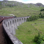  Over Glenfinnan viaduct in Scotland with the Jacobite steamtrain