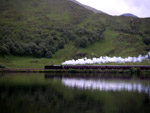 Shadows in the water of the Jacobite steamtrain between Mallaig and Glenfinnan